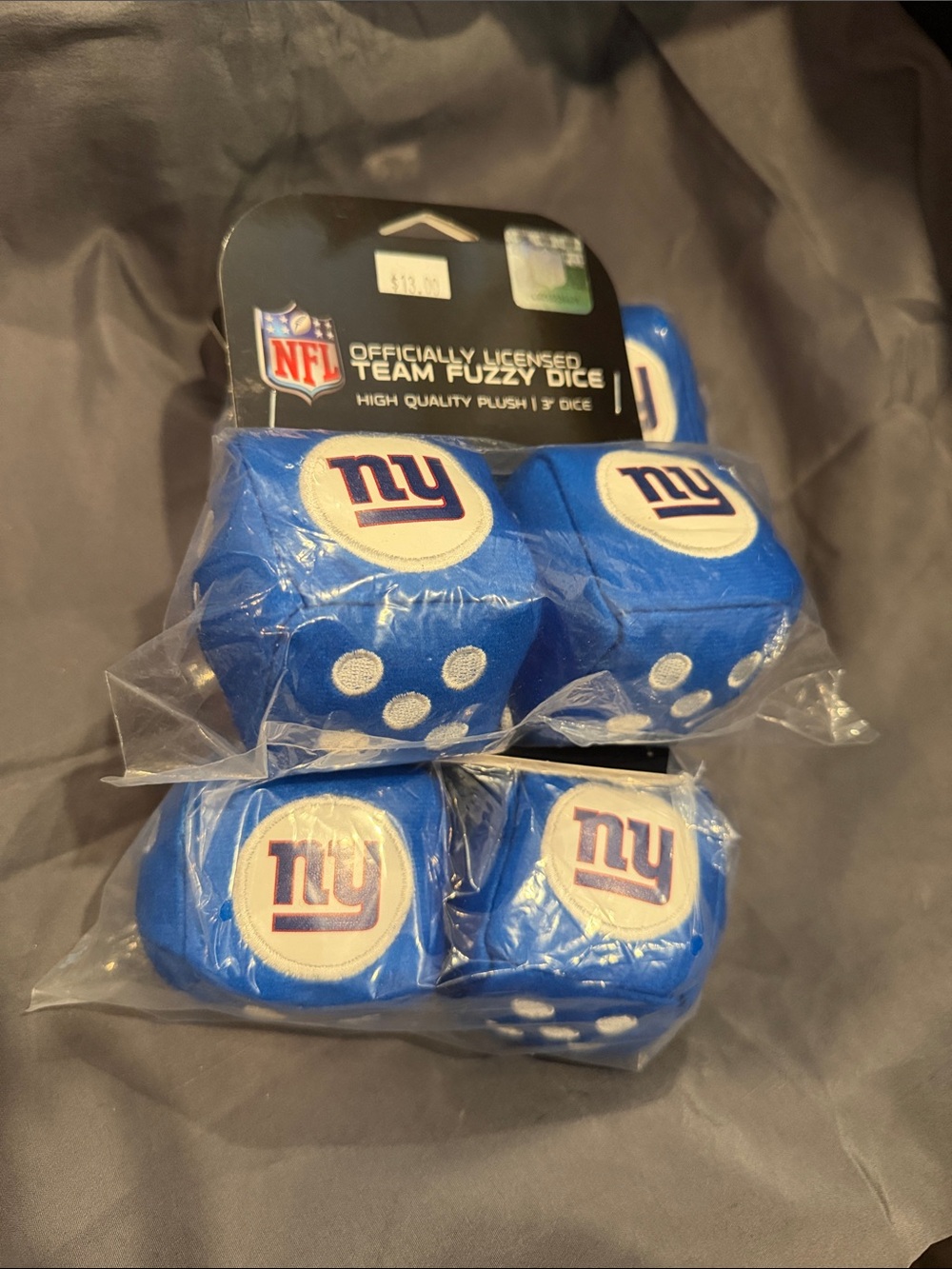 NFL New York Giants Royal Blue Fuzzy Plush Dice - Team Logo